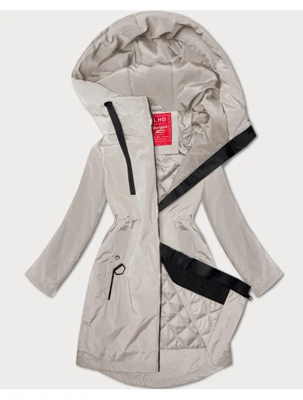 zateplená světle béžová dámská bunda s kapucí model 20930849 - LHD