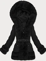 Elegantní přechodová bunda s kožešinou S'West černá (B8526-1)