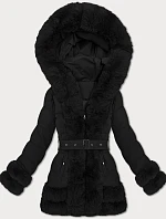 Elegantní přechodová bunda s kožešinou S'West černá (B8526-1)