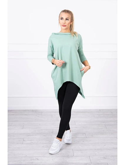 Tmavě mátová mikina s potiskem model 21755706 - K-Fashion