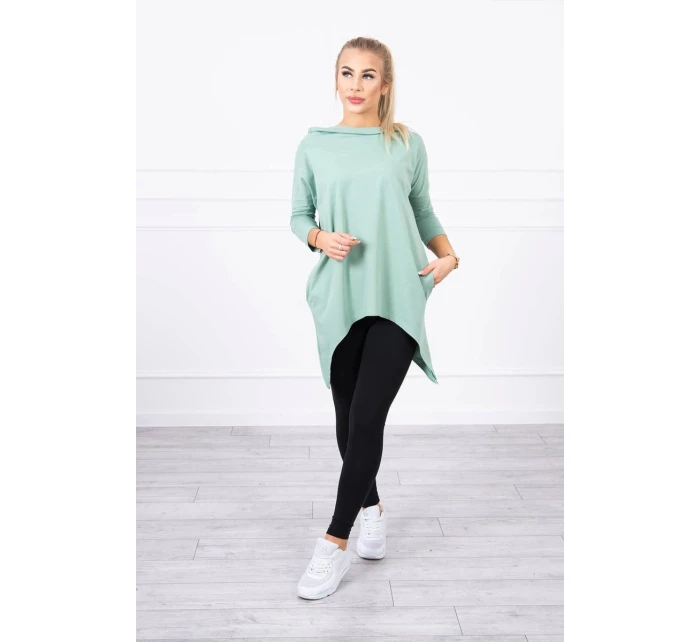 Tmavě mátová mikina s potiskem model 21755706 - K-Fashion