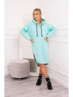 Šaty s kapucí a bočním rozparkem mint