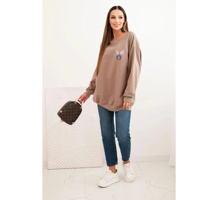 Dámská oversize mikina z bavlny s barevnými model 21421750 na zádech fango - K-Fashion