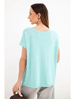 Dámská viskózová oversize halenka s krátkým rukávem a kulatým výstřihem mátová