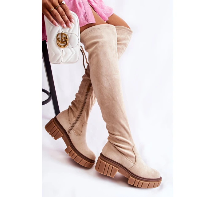 Dámské semišové boty světle béžová model 21593726 - Boto Dámské semišové boty světle béžová model 21593726 - Boto