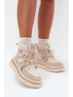 Dámské Botky Trapery Na Platformě Světle Béžové model 21707114 - Boto