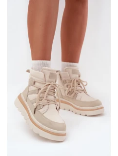 Dámské Botky Trapery Na Platformě Světle Béžové model 21707114 - Boto