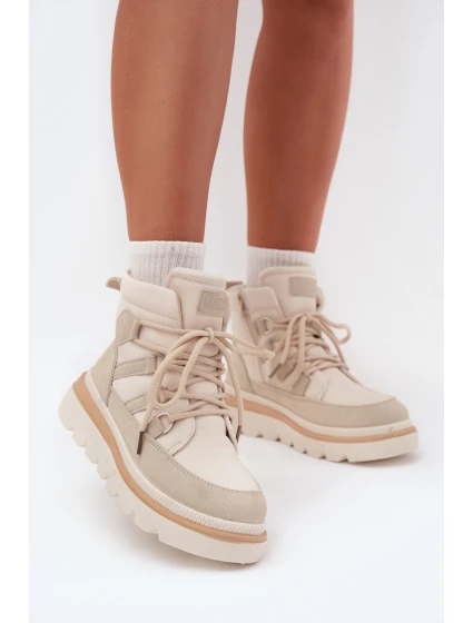 Dámské Botky Trapery Na Platformě Světle Béžové model 21707114 - Boto