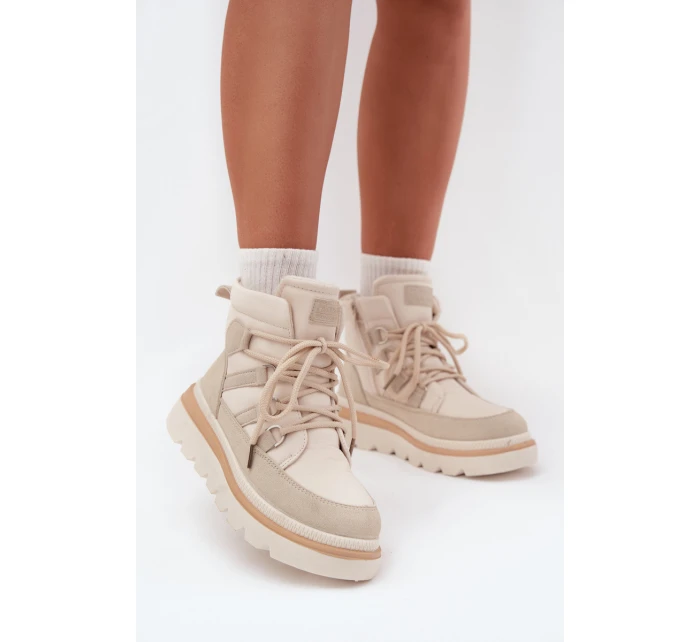 Dámské Botky Trapery Na Platformě Světle Béžové model 21707114 - Boto
