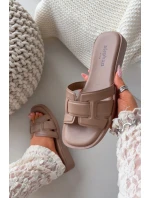 Dámské nazouváky na ploché podrážce tmavě béžové Lorania Dámské nazouváky na ploché podrážce tmavě béžové Lorania