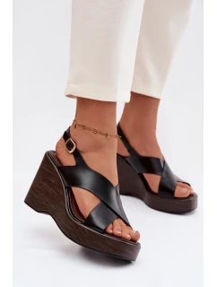 Dámské sandály z eko kůže na platformě Černé model 21937460 - Boto