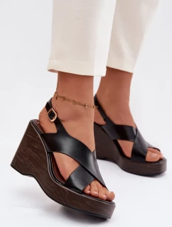 Dámské sandály z eko kůže na platformě Černé model 21937460 - Boto