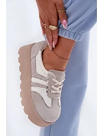 Semišové tenisky na platformě model 22095152 bílé - Goe