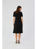 S361 Šaty Shift se záhyby na bocích - černé