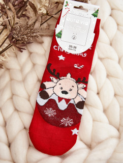 Dámské vánoční ponožky s červenými soby