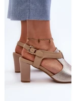 Dámské sandály na vysokém podpatku vyrobené z eko kůže, zlatá Queenmarie Dámské sandály na vysokém podpatku vyrobené z eko kůže, zlatá Queenmarie