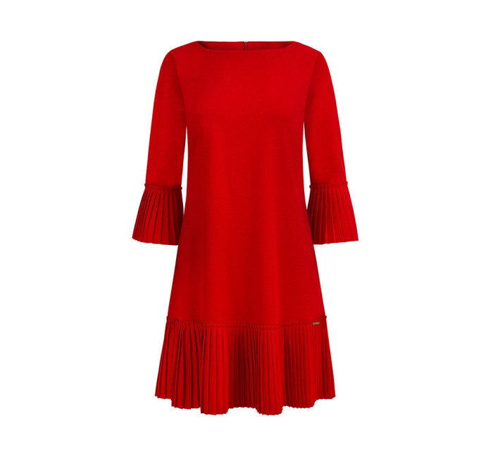 Červené pohodlné dámské plisované šaty model 7520041