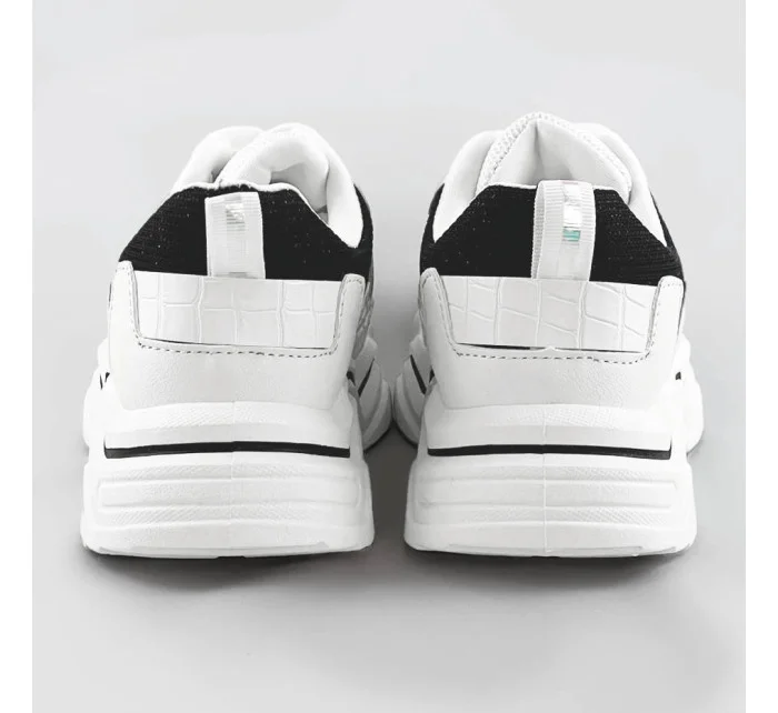 Bílo-černé dámské sneakersy s brokátovými vsadkami (LU-2) Bílo-černé dámské sneakersy s brokátovými vsadkami (LU-2)