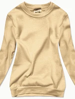 Dámská mikina s žebrovanými manžetami světle béžová (W01-159)