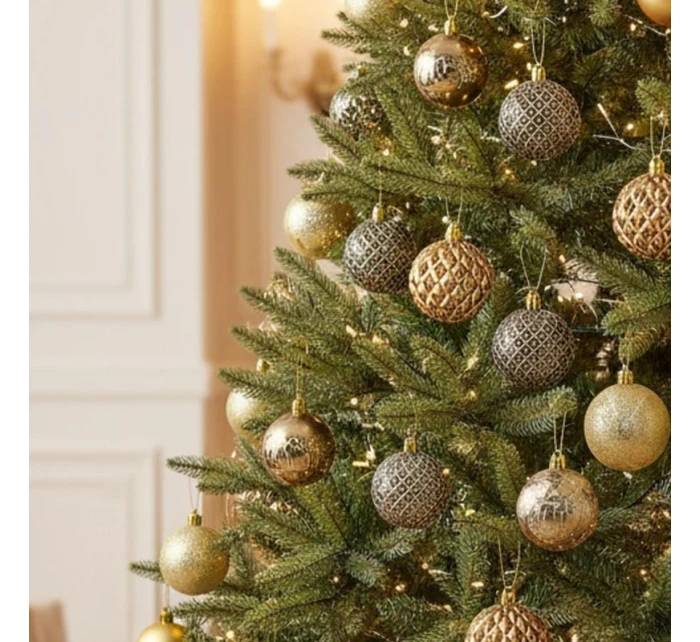 DEKORATIVNÍ PLASTOVÉ CETKY 6CM SADA 35 KS JANTAR