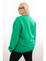 Dámská mikina s model 21723064 výstřihem Plus Size bavlněná basic zelená - K-Fashion