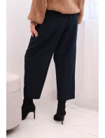 Dámské kalhoty s vysokým pasem a záhyby modré Dámské kalhoty s vysokým pasem a záhyby modré