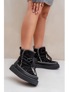 Dámské Sněhule S Vyšíváním Na Platformě Černé Naleris