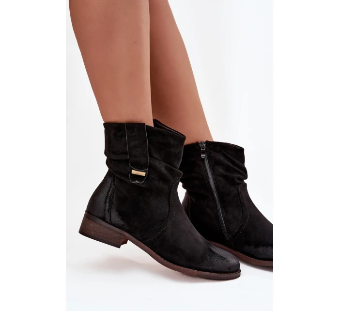 Dámské kotníkové boty na nízkém podpatku s mačkáním vyhřívané černé Gracia Dámské kotníkové boty na nízkém podpatku s mačkáním vyhřívané černé Gracia