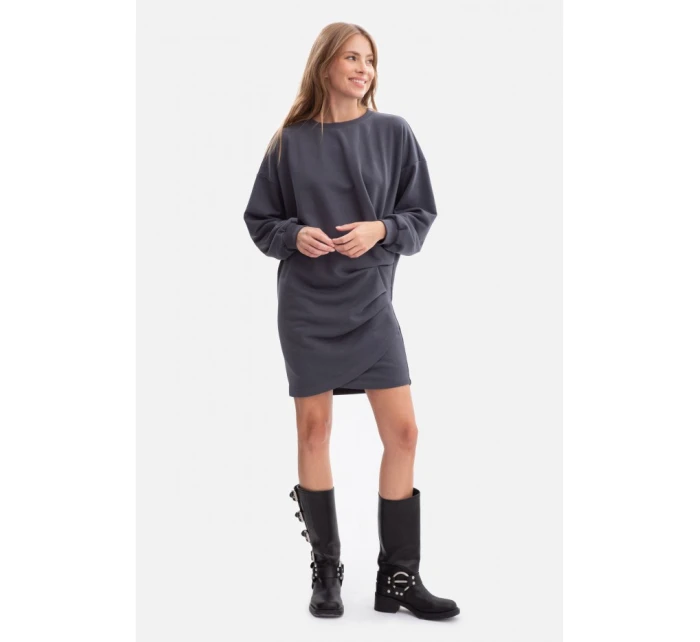 šaty s bočními záhyby ocelové model 21379821 - BeWear šaty s bočními záhyby ocelové model 21379821 - BeWear