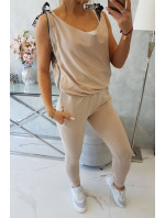 Kalhoty/oblek s béžovým selfie nápisem