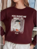 Dámská oversize mikina s potiskem GOOSHY vínová FashionStreet BY1426