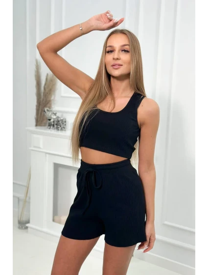 Pruhovaná souprava se šortkami černá Pruhovaná souprava se šortkami černá