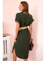 Šaty s ozdobným páskem khaki Šaty s ozdobným páskem khaki
