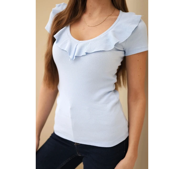 Dámská bavlněná blůza s dlouhým rukávem a lodičkovým výstřihem musztardová