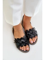 Kožené Sandály Na Plochém Podpatku Zazoo 40425 Černé