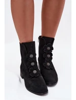 Semišové dámské kotníkové boty Zazoo 3085 černé s ozdobnými květinami Semišové dámské kotníkové boty Zazoo 3085 černé s ozdobnými květinami