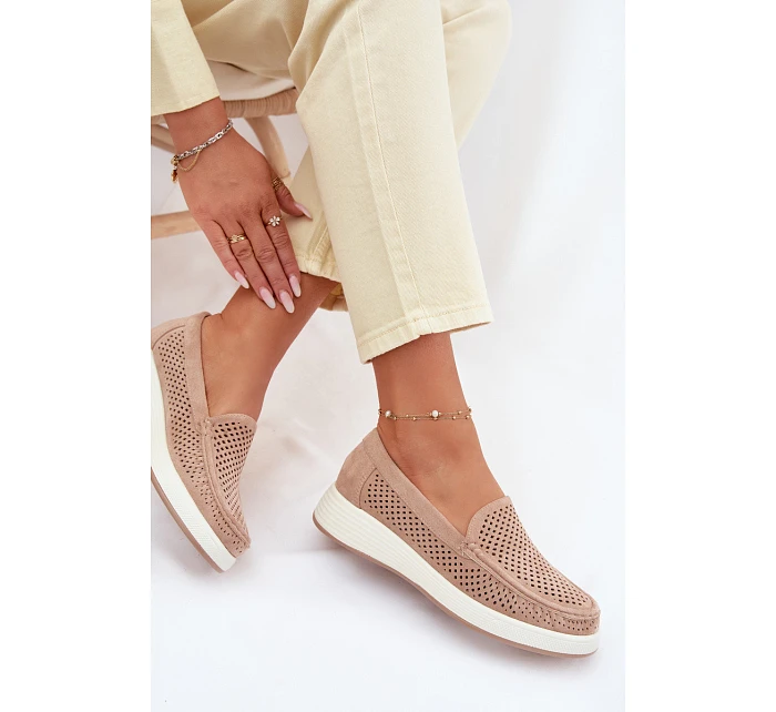 Dámské síťované mokasíny Sergio Leone MK097H béžové