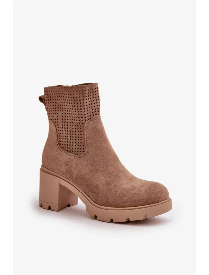 Dámské Kotníkové Boty Na Podpatku Na Zip Eko Semišové Béžové Rashmi Dámské Kotníkové Boty Na Podpatku Na Zip Eko Semišové Béžové Rashmi
