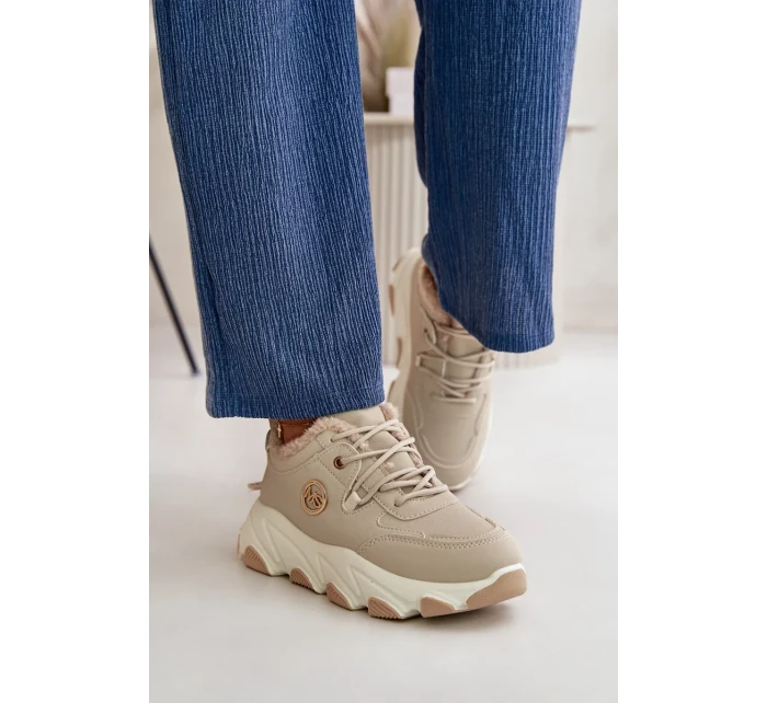 Zateplené Dámské Sportovní Boty Šněrovací Na Platformě Béžové Bialoa Zateplené Dámské Sportovní Boty Šněrovací Na Platformě Béžové Bialoa