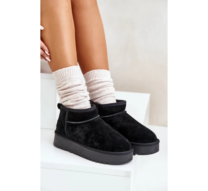 Dámské Semišové Sněhule Na Platformě Černé Nereviana