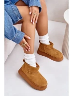 Nízké dámské sněhule na platformě zateplené kožíškem Camel Saldren Nízké dámské sněhule na platformě zateplené kožíškem Camel Saldren