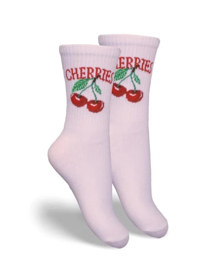 Dětské a juniorské ponožky CHERRIES – pudrově růžové