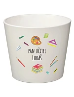 Bílý keramický květináč pro paní učitelku/pana učitele (pomůcky) - velký Bílý keramický květináč pro paní učitelku/pana učitele (pomůcky) - velký