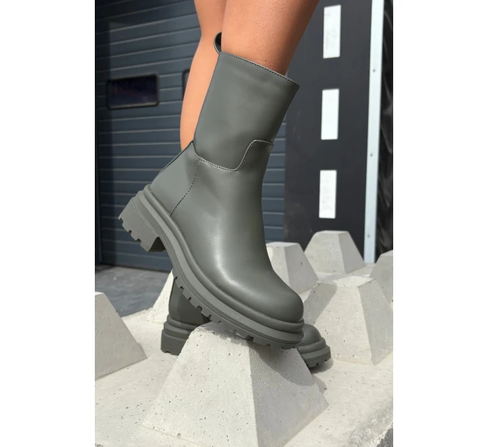 Dámské kotníkové boty na platformě ML245 Khaki tmavě zelená - Diamantique