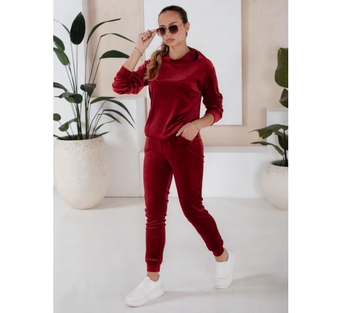 Dámský bordó velurový komplet SO COMFY FashionStreet AY0887