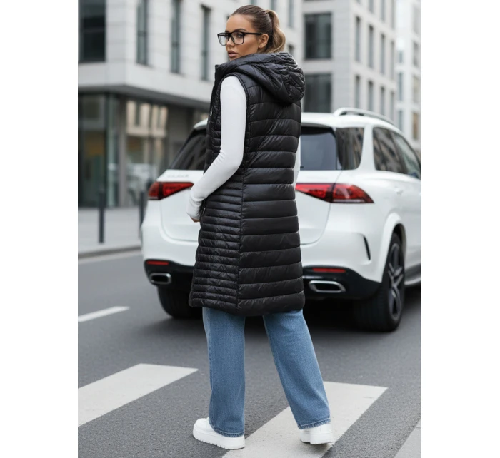 Dámská prošívaná vesta s kapucí černá FashionStreet TY5255