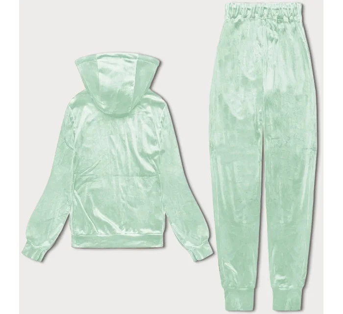 Dámská velurová souprava v pistáciové barvě s rozepínací mikinou (8C1176-39) Dámská velurová souprava v pistáciové barvě s rozepínací mikinou (8C1176-39)