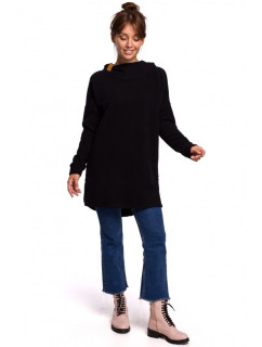 Pletený svetr se lemem černý model 15105684 - BeWear