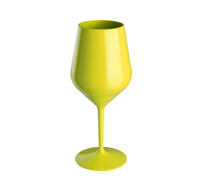 Žlutá nerozbitná plastová sklenice na víno 470 ml