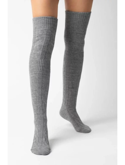 Dámské vlněné nadkolenky 089 šedá - Steven
